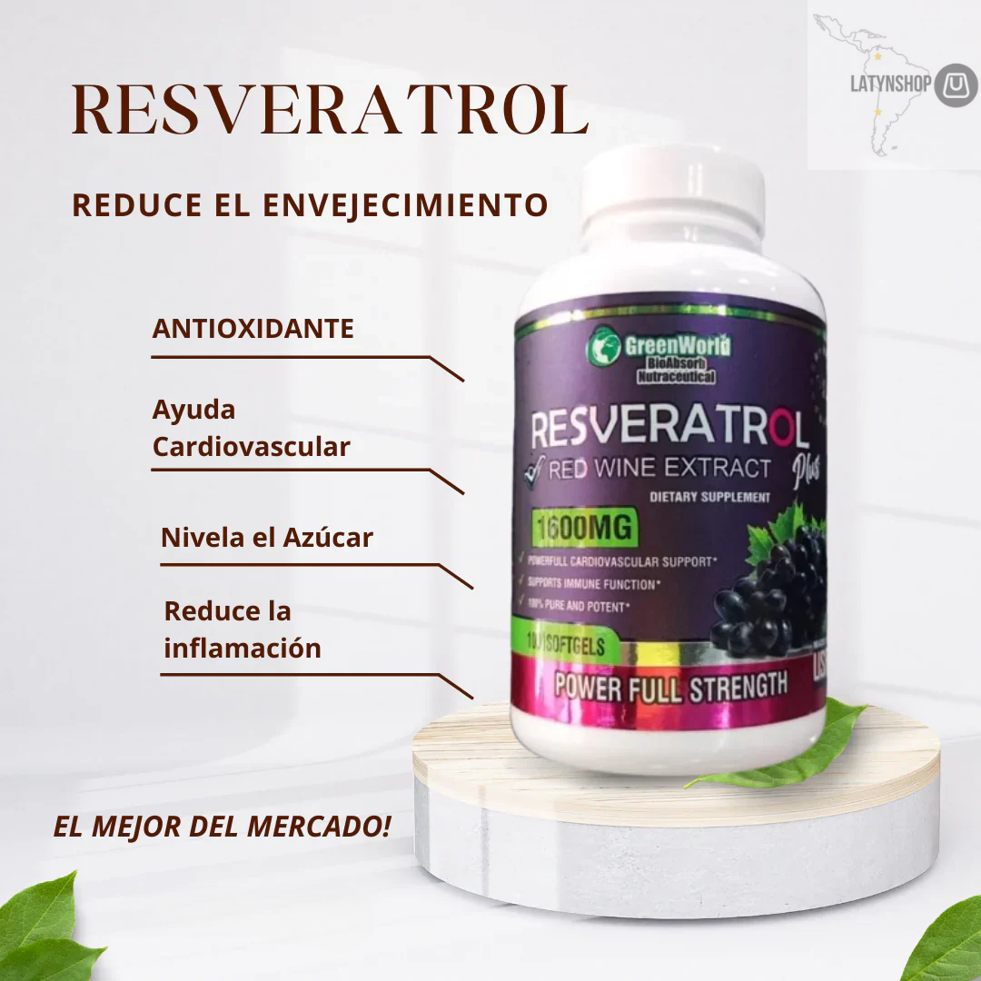 RESVERATROL™ 1600 mg - El Secreto para Combatir el Envejecimiento - 100Caps - GRAN OFERTA 3 X 2 🔥🔥